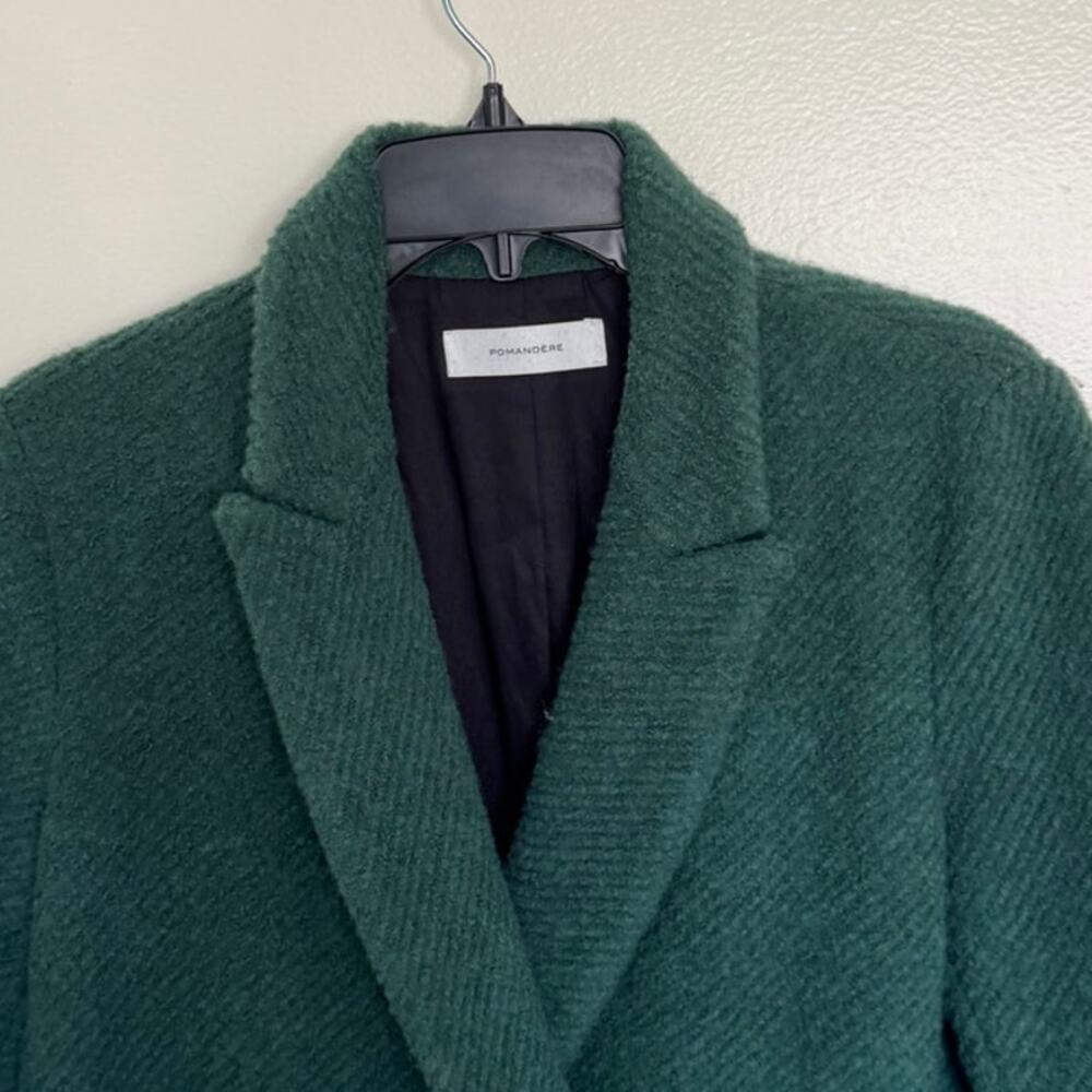 Pomandere Long Green Wool Coat Size US 6 - Picture 4 of 5
